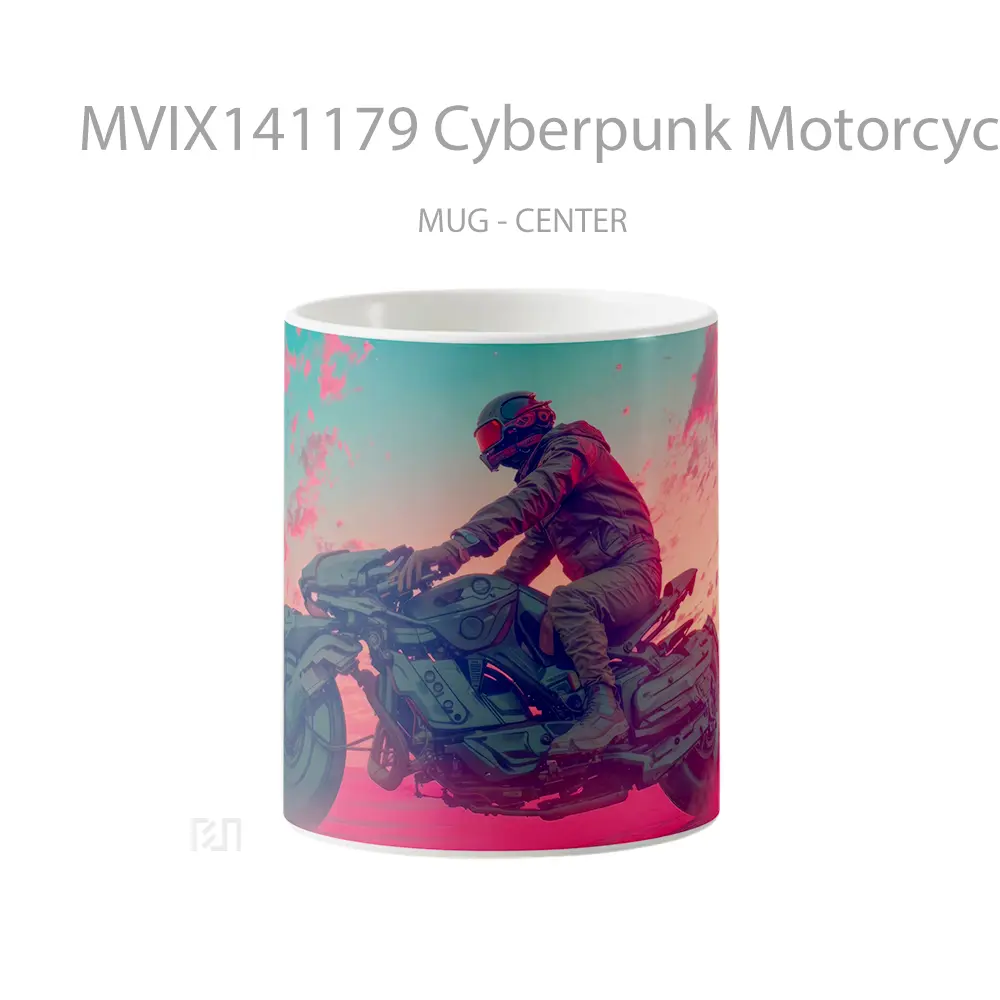 Mug Cyberpunk Motorcycle Sci Fi Gelas Keramik Unik
