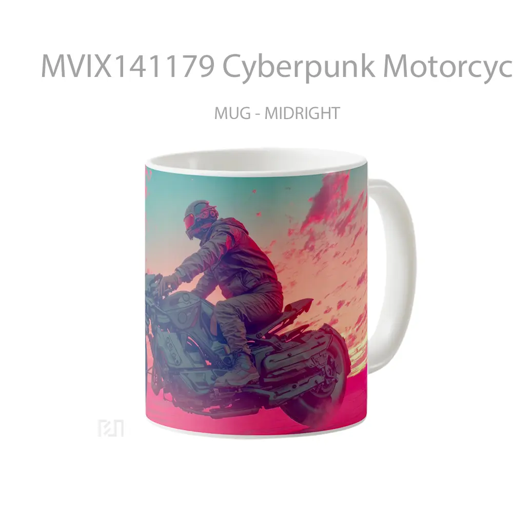 Mug Cyberpunk Motorcycle Sci Fi Gelas Keramik Unik - All-side / Desain