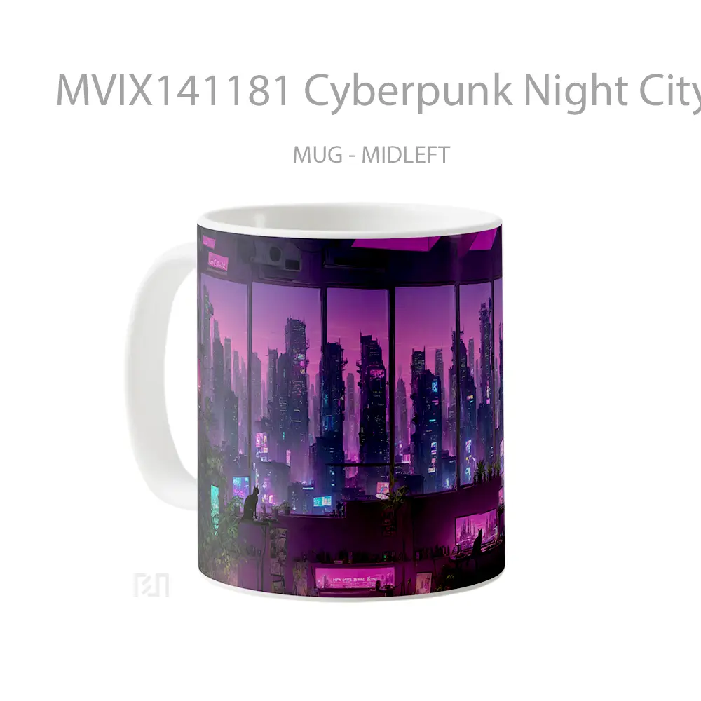 Mug Cyberpunk Night City Gelas Keramik Unik - All-side / Desain