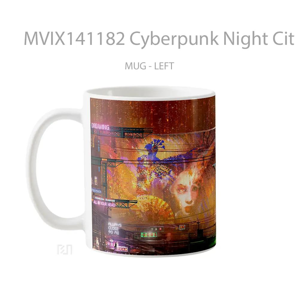 Mug Cyberpunk Night Cit Gelas Keramik Unik - All-side / Desain