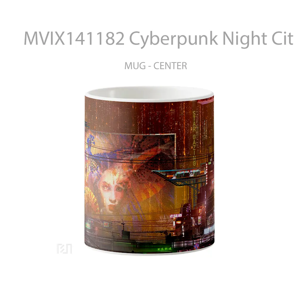 Mug Cyberpunk Night Cit Gelas Keramik Unik
