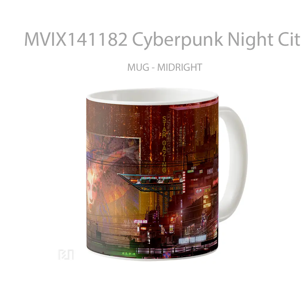 Mug Cyberpunk Night Cit Gelas Keramik Unik - All-side / Desain