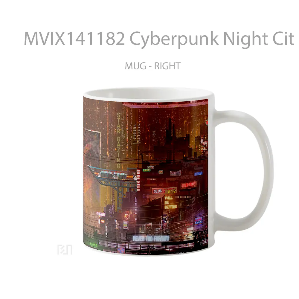 Mug Cyberpunk Night Cit Gelas Keramik Unik - All-side / Desain