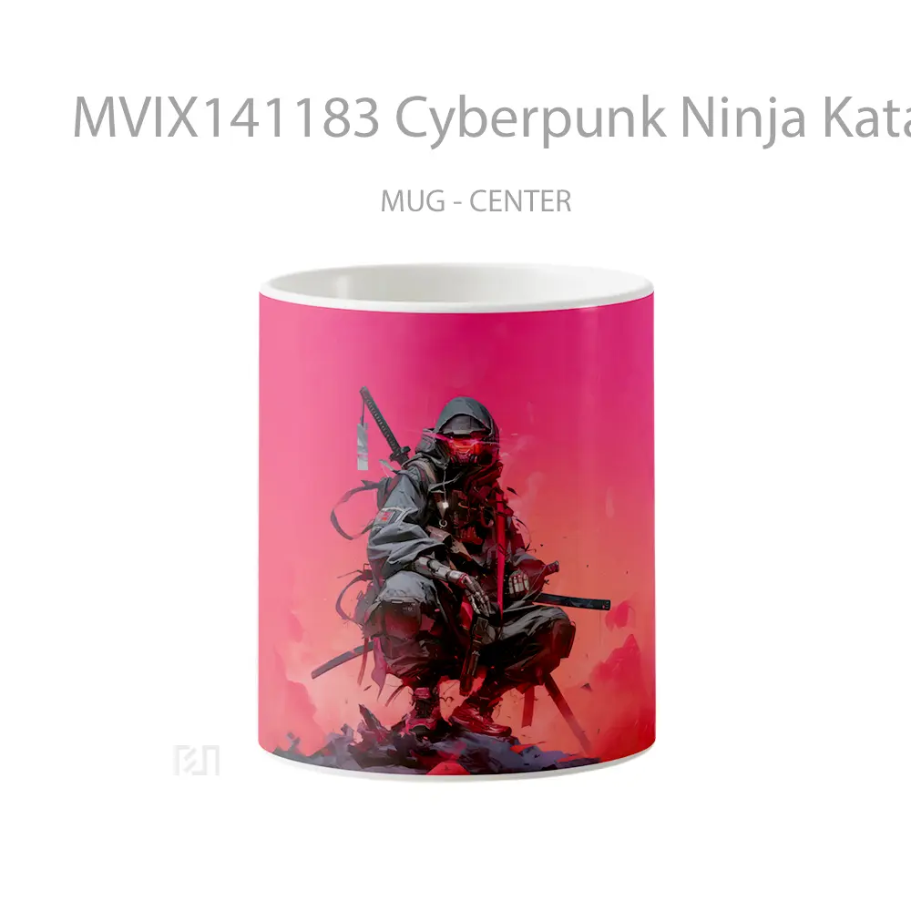 Mug Cyberpunk Ninja Katana Sci Fi Gelas Keramik Unik