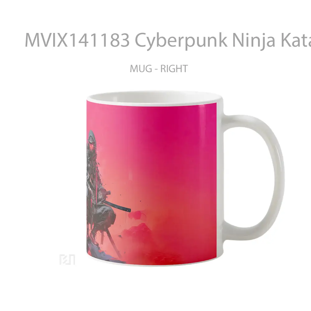 Mug Cyberpunk Ninja Katana Sci Fi Gelas Keramik Unik - All-side / Desain