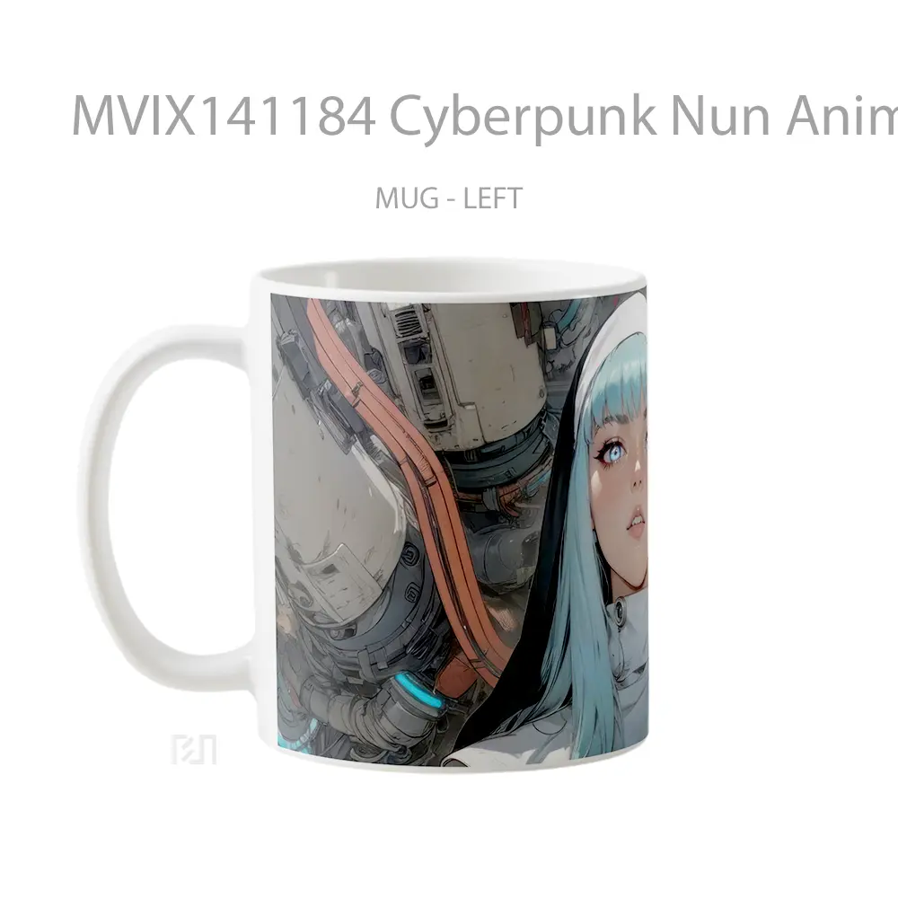 Mug Cyberpunk Nun Anime Girl Cangkir Anime - All-side / Desain