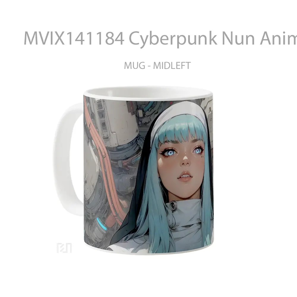 Mug Cyberpunk Nun Anime Girl Cangkir Anime - All-side / Desain