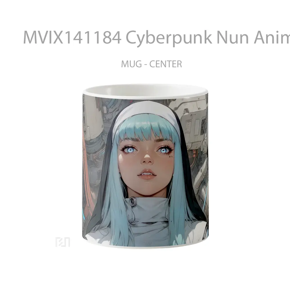 Mug Cyberpunk Nun Anime Girl Cangkir Anime