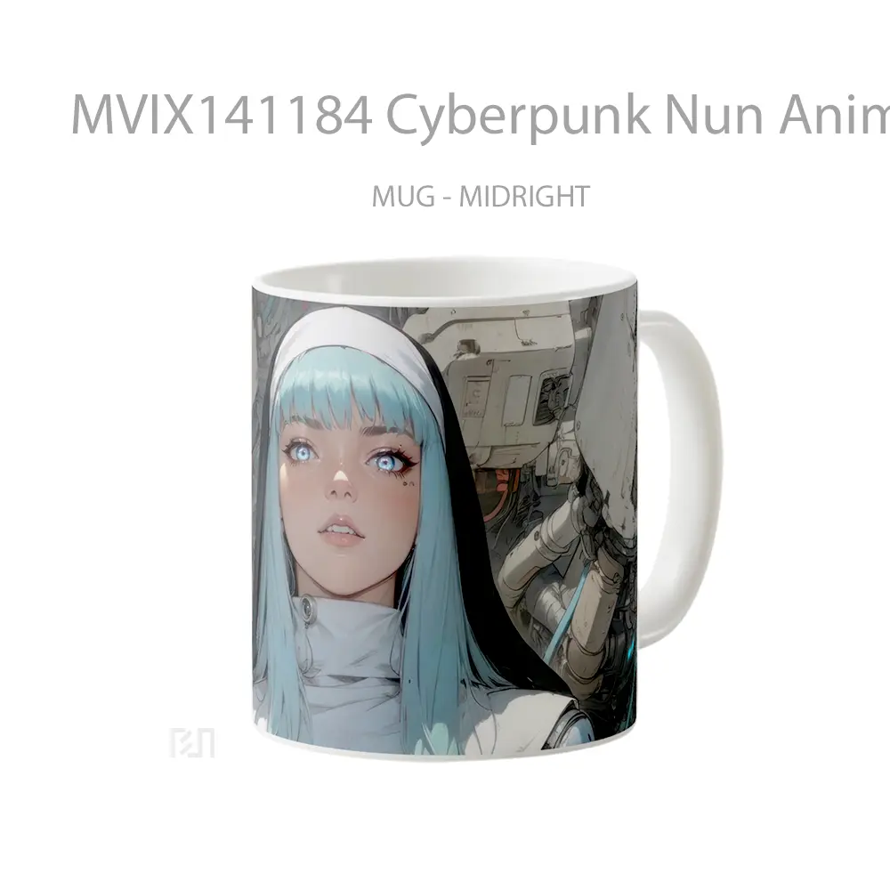 Mug Cyberpunk Nun Anime Girl Cangkir Anime - All-side / Desain