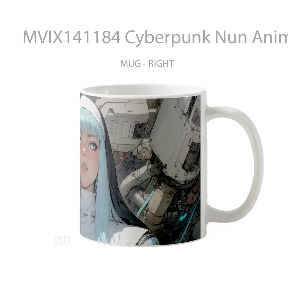 Mug Cyberpunk Nun Anime Girl Cangkir Anime - All-side / Desain