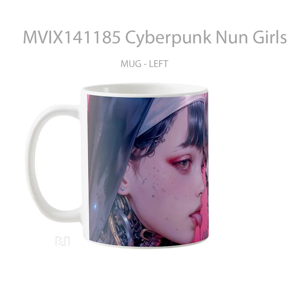 Mug Cyberpunk Nun Girls Gelas Keramik Unik - All-side / Desain