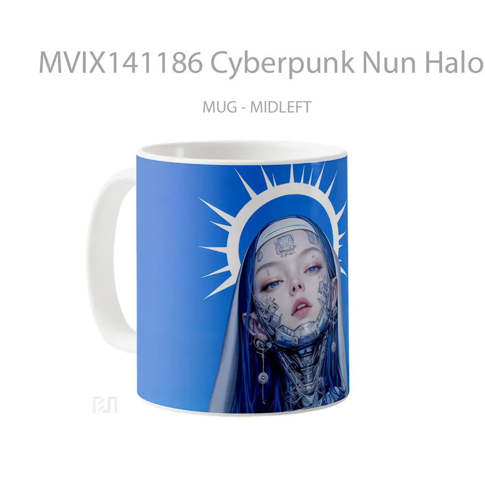 Mug Cyberpunk Nun Halo Anime Sci Fi Cangkir Anime - All-side / Desain