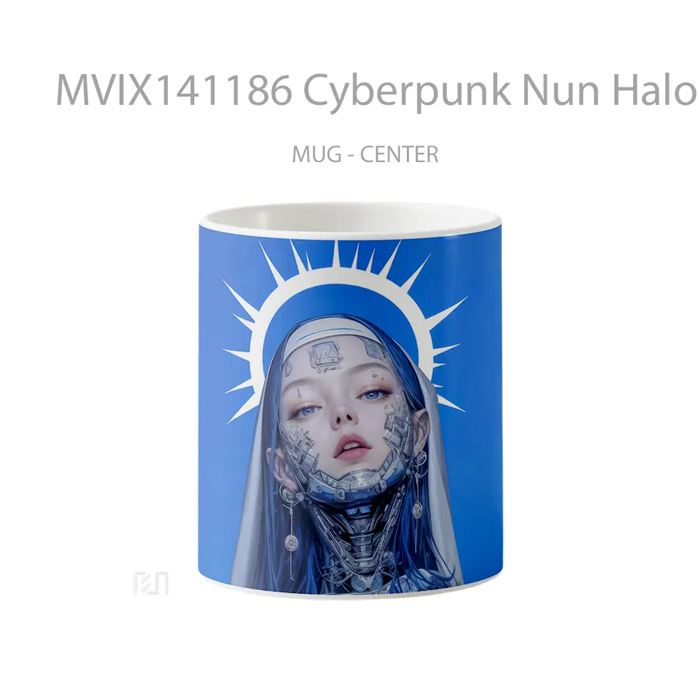 Mug Cyberpunk Nun Halo Anime Sci Fi Cangkir Anime