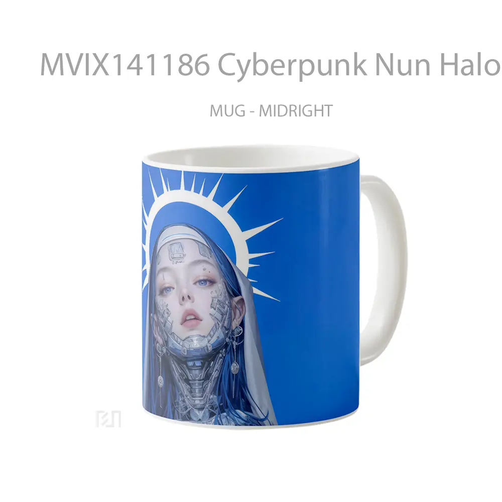 Mug Cyberpunk Nun Halo Anime Sci Fi Cangkir Anime - All-side / Desain