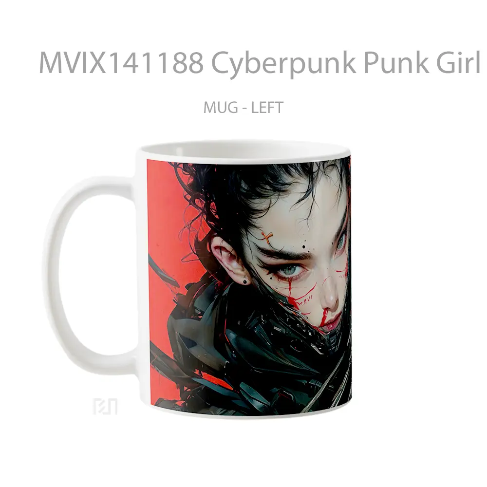 Mug Cyberpunk Punk Girl Claw Gelas Keramik Unik - All-side / Desain
