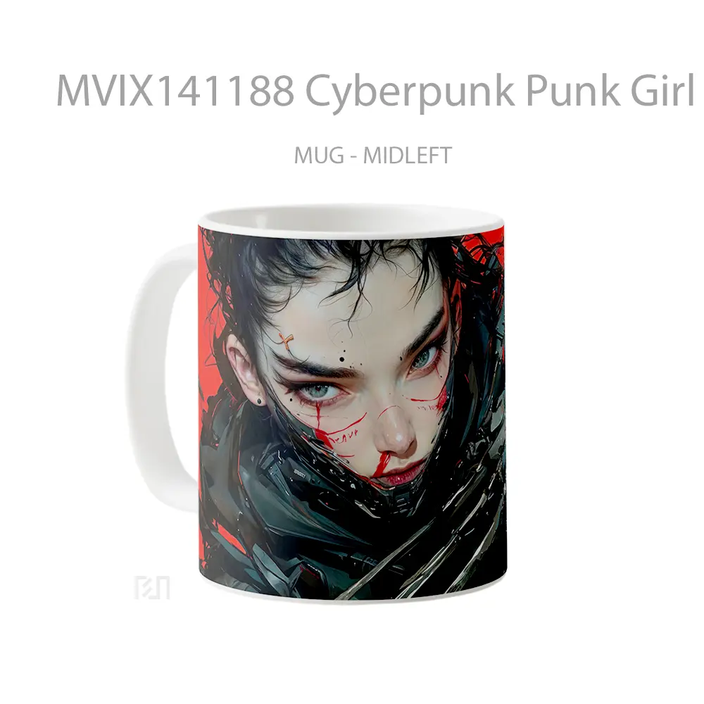 Mug Cyberpunk Punk Girl Claw Gelas Keramik Unik - All-side / Desain