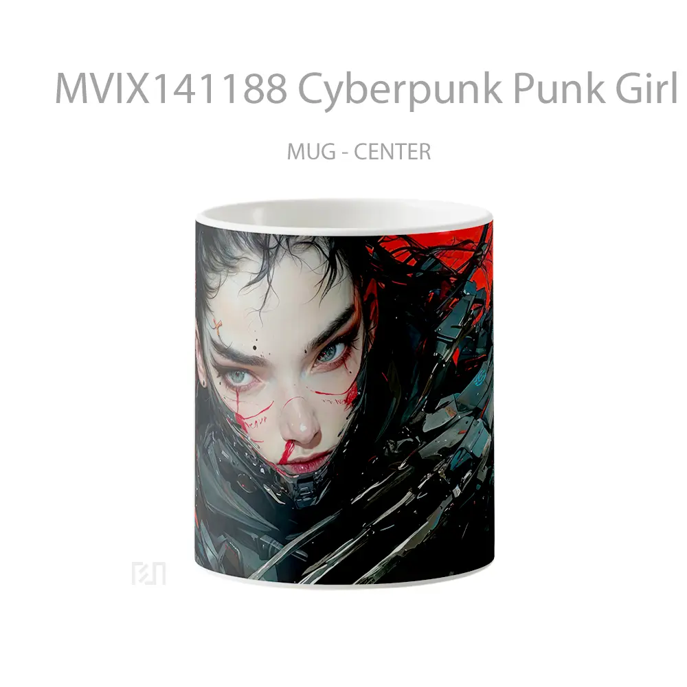Mug Cyberpunk Punk Girl Claw Gelas Keramik Unik