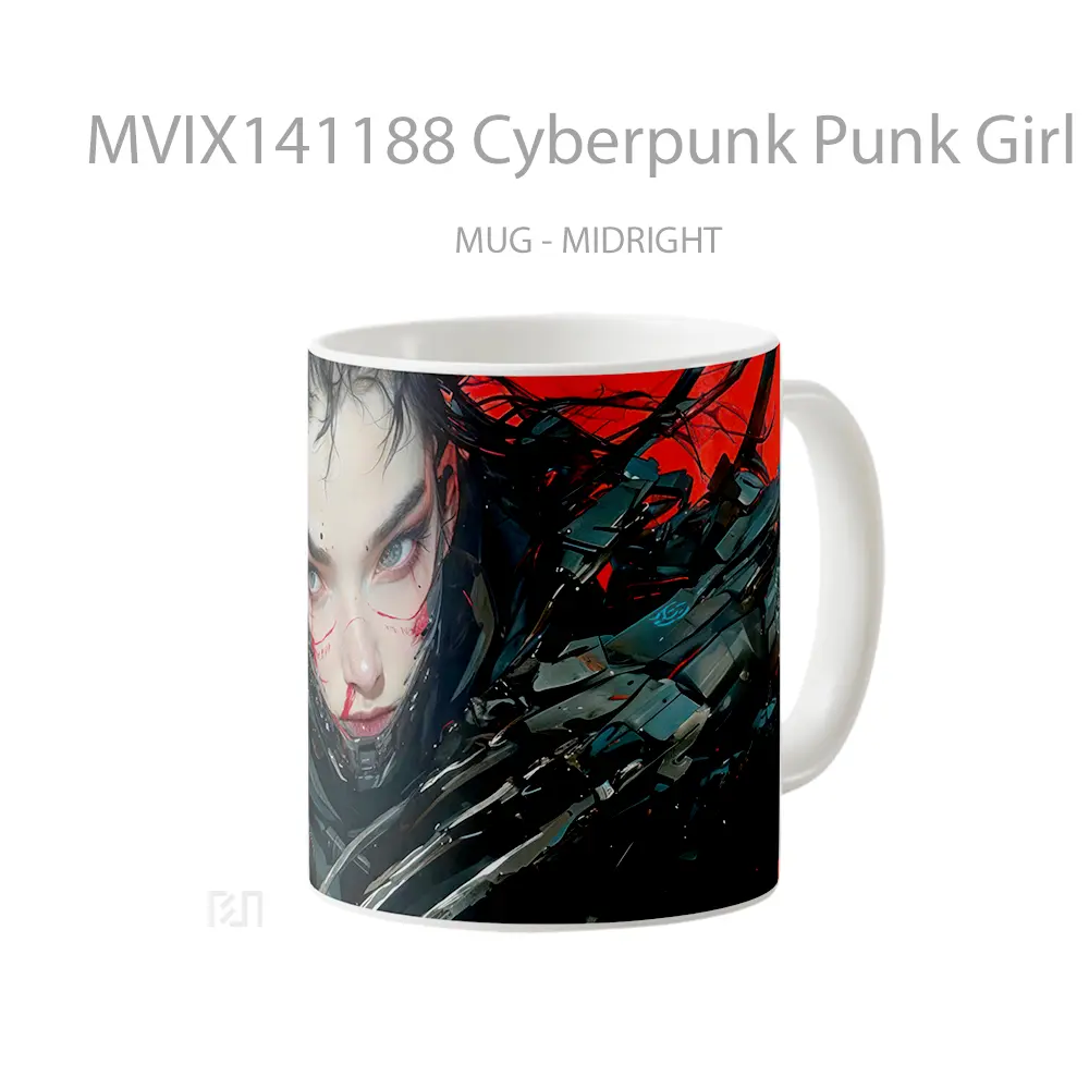Mug Cyberpunk Punk Girl Claw Gelas Keramik Unik - All-side / Desain