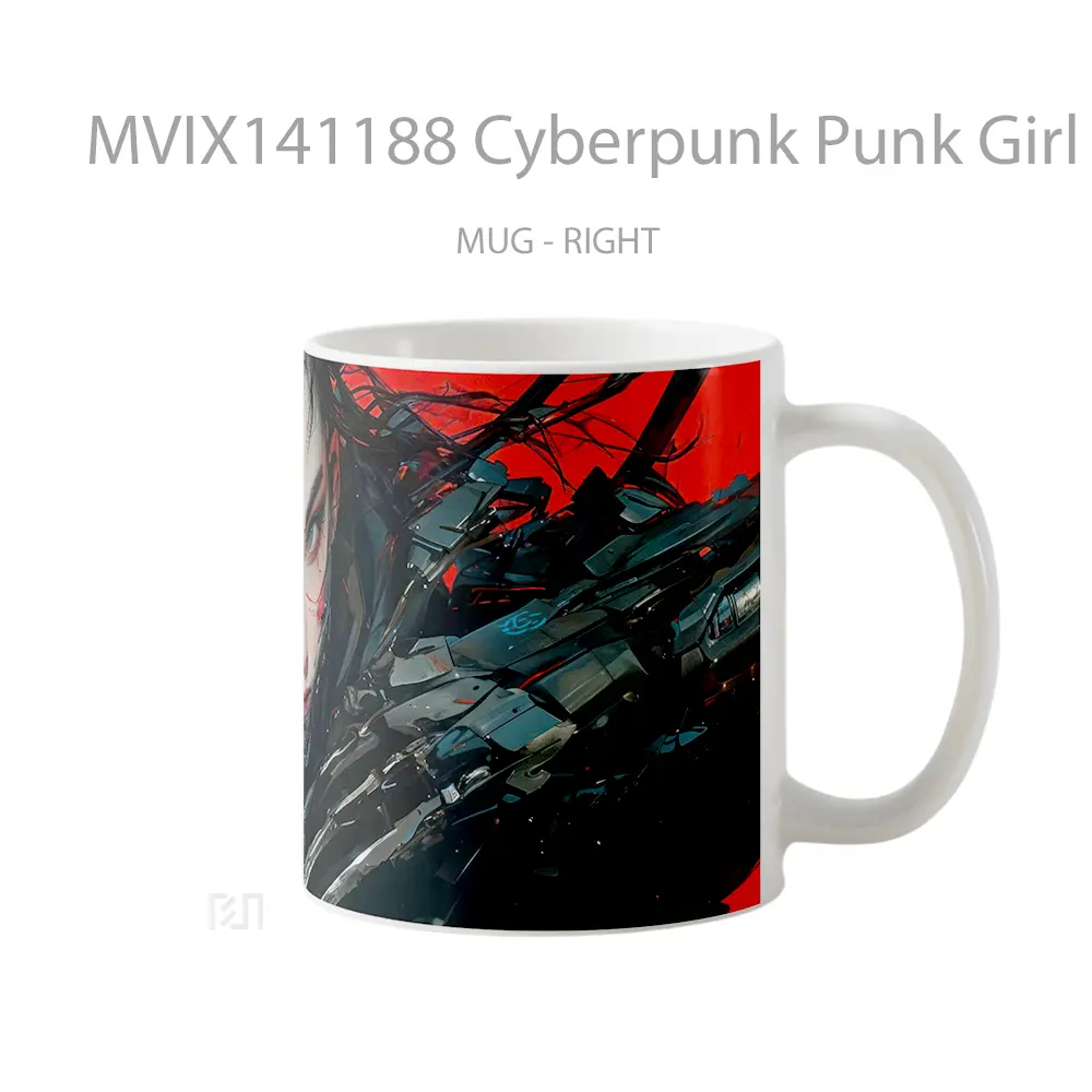 Mug Cyberpunk Punk Girl Claw Gelas Keramik Unik - All-side / Desain