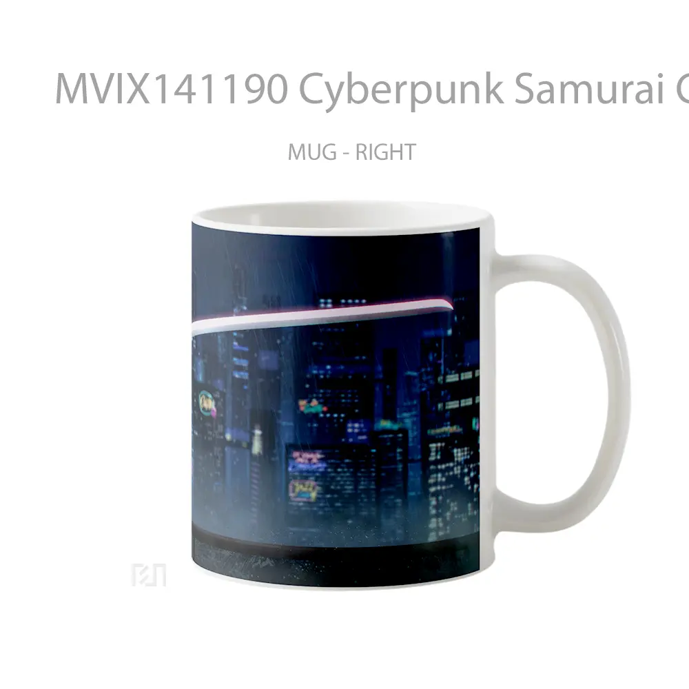 Mug Cyberpunk Samurai Girl Katana Sci F Gelas Keramik Unik - All-side / Desain
