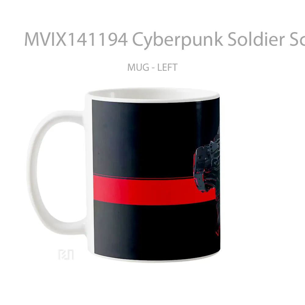 Mug Cyberpunk Soldier Sci Fi Gelas Keramik Unik - All-side / Desain