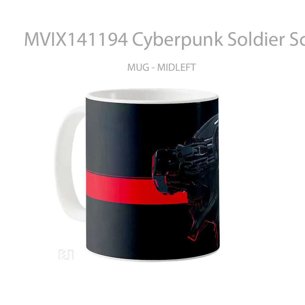 Mug Cyberpunk Soldier Sci Fi Gelas Keramik Unik - All-side / Desain