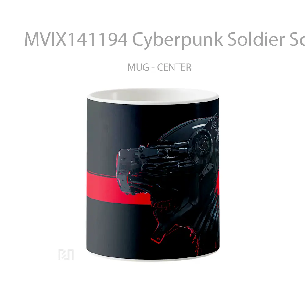 Mug Cyberpunk Soldier Sci Fi Gelas Keramik Unik