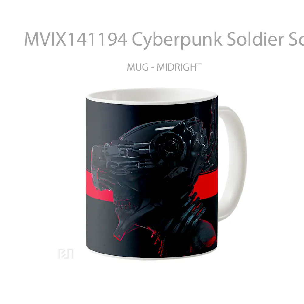 Mug Cyberpunk Soldier Sci Fi Gelas Keramik Unik - All-side / Desain