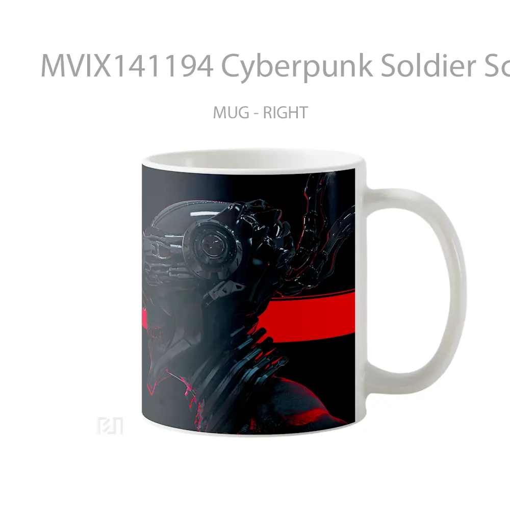 Mug Cyberpunk Soldier Sci Fi Gelas Keramik Unik - All-side / Desain