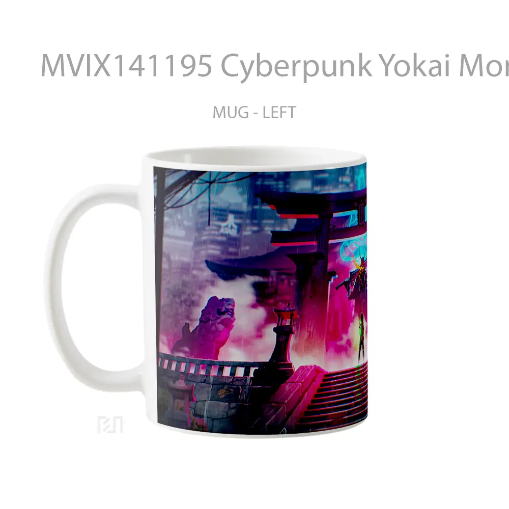 Mug Cyberpunk Yokai Monster Sci Fi Gelas Keramik Unik - All-side / Desain