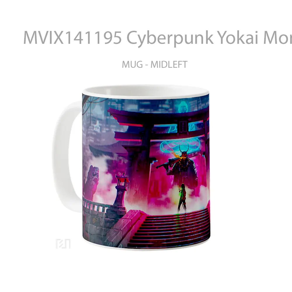 Mug Cyberpunk Yokai Monster Sci Fi Gelas Keramik Unik - All-side / Desain