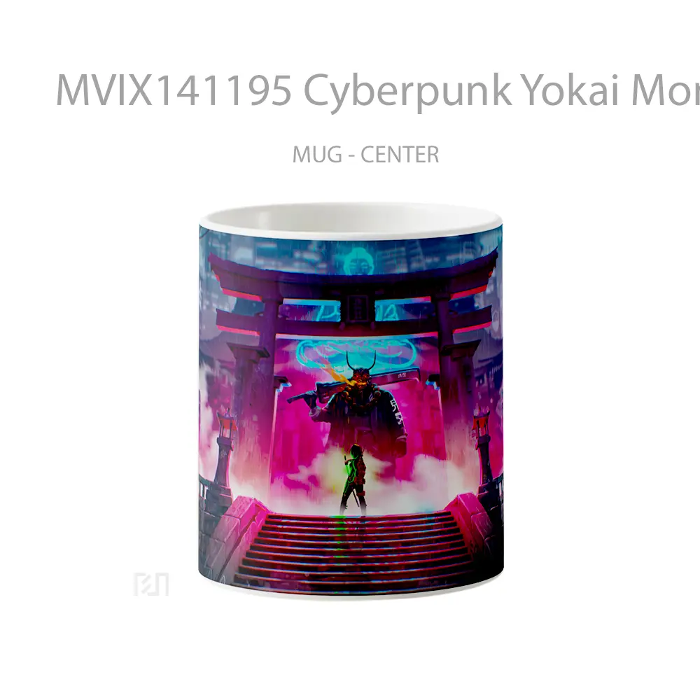 Mug Cyberpunk Yokai Monster Sci Fi Gelas Keramik Unik