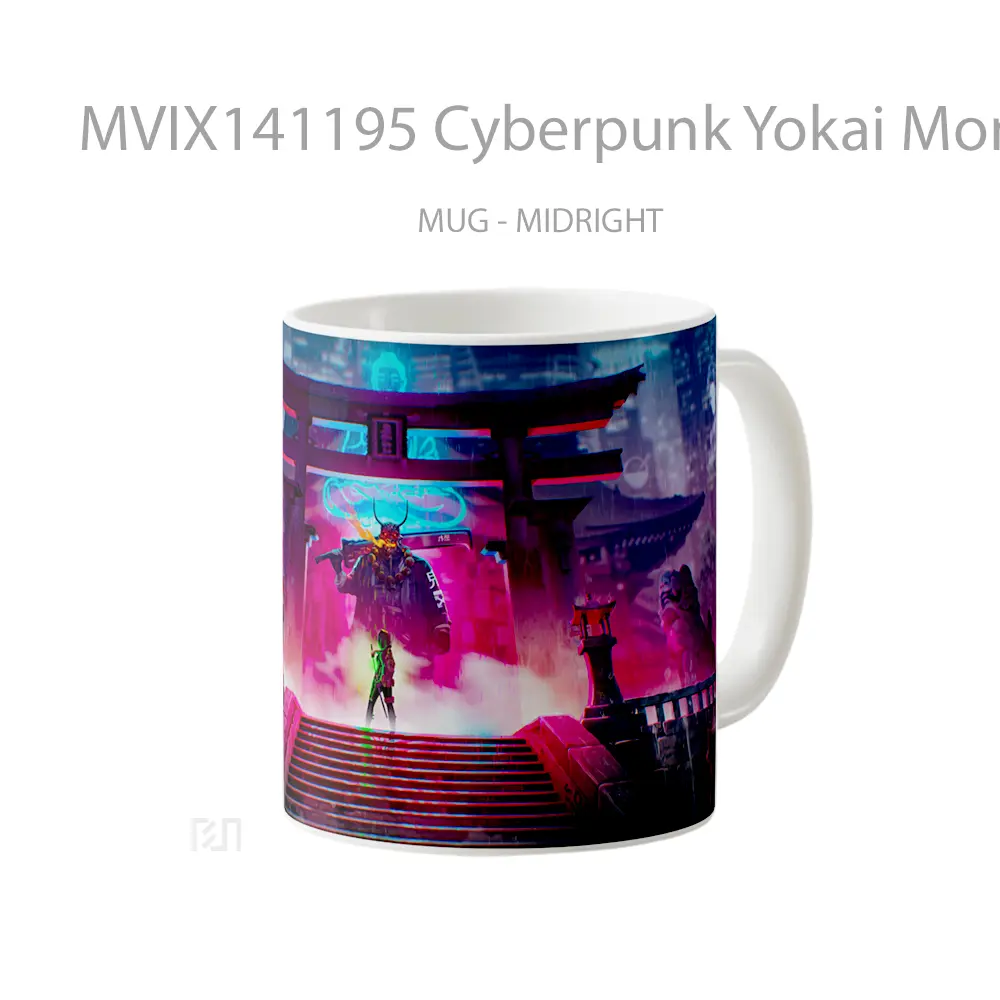 Mug Cyberpunk Yokai Monster Sci Fi Gelas Keramik Unik - All-side / Desain