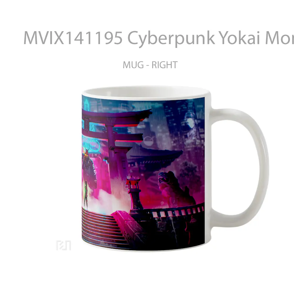 Mug Cyberpunk Yokai Monster Sci Fi Gelas Keramik Unik - All-side / Desain