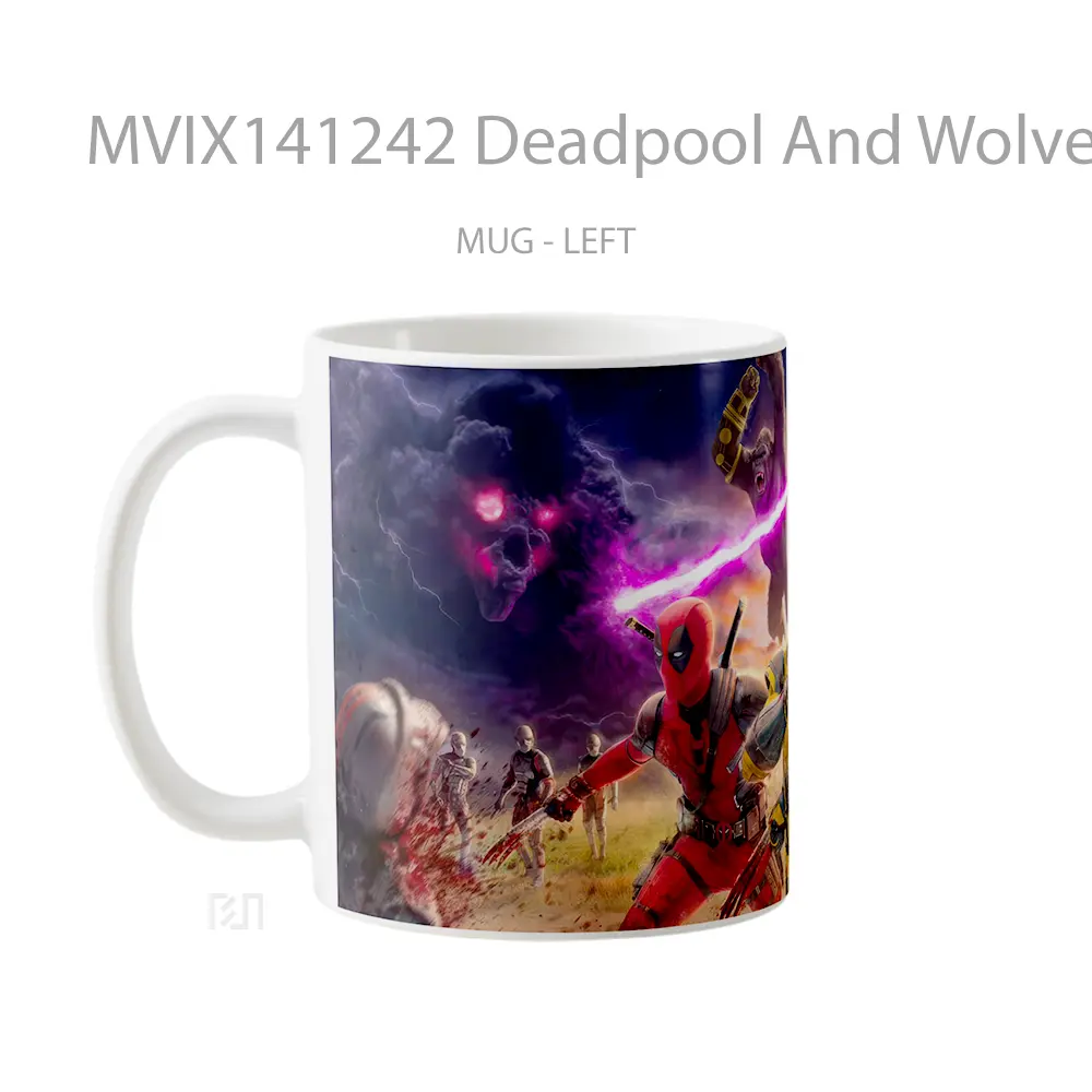Mug Deadpool And Wolverine Battle Godzilla Kong Gelas Keramik Unik - All-side / Desain