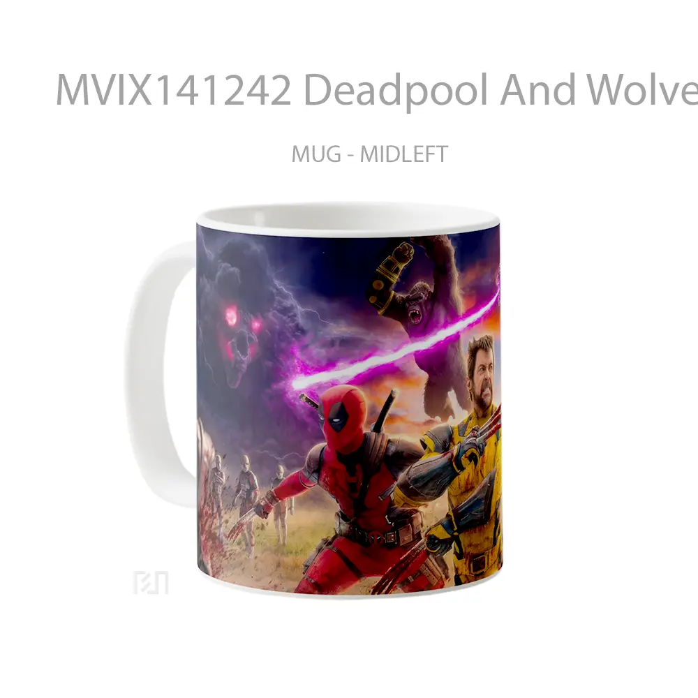 Mug Deadpool And Wolverine Battle Godzilla Kong Gelas Keramik Unik - All-side / Desain