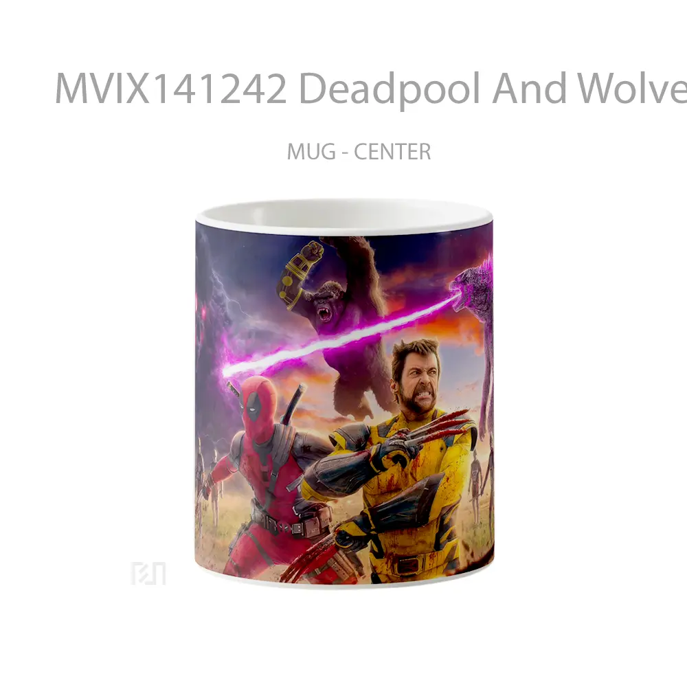 Mug Deadpool And Wolverine Battle Godzilla Kong Gelas Keramik Unik