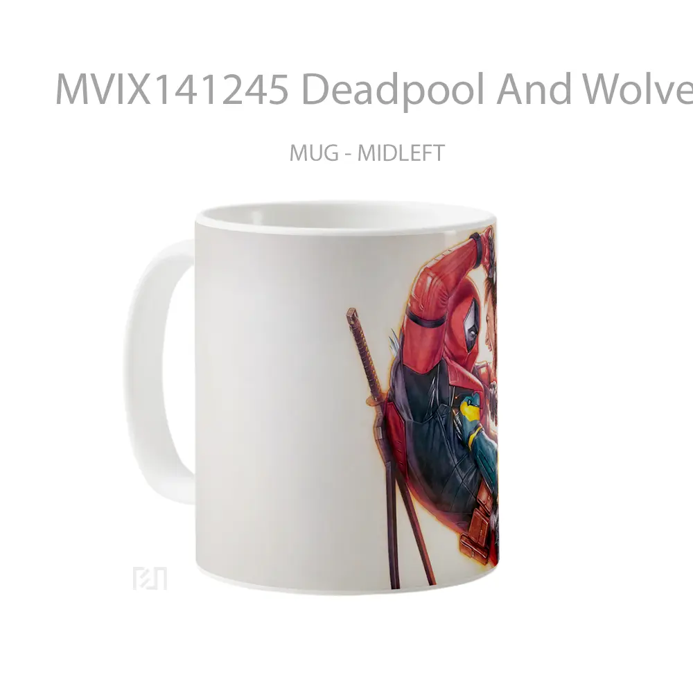 Mug Deadpool And Wolverine Fightning Gelas Keramik Unik - All-side / Desain