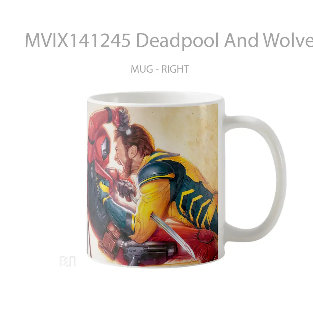 Mug Deadpool And Wolverine Fightning Gelas Keramik Unik - All-side / Desain