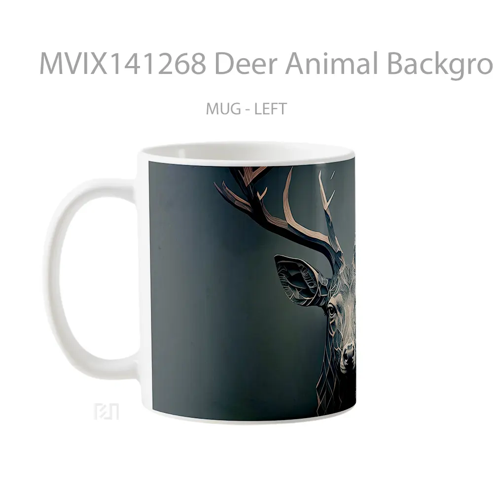 Mug Deer Animal Background Ai Ar Gelas Hewan Lucu - All-side / Desain