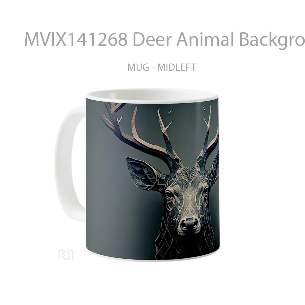 Mug Deer Animal Background Ai Ar Gelas Hewan Lucu - All-side / Desain
