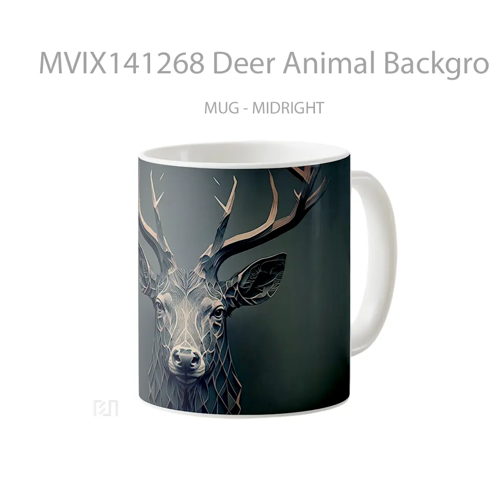 Mug Deer Animal Background Ai Ar Gelas Hewan Lucu - All-side / Desain