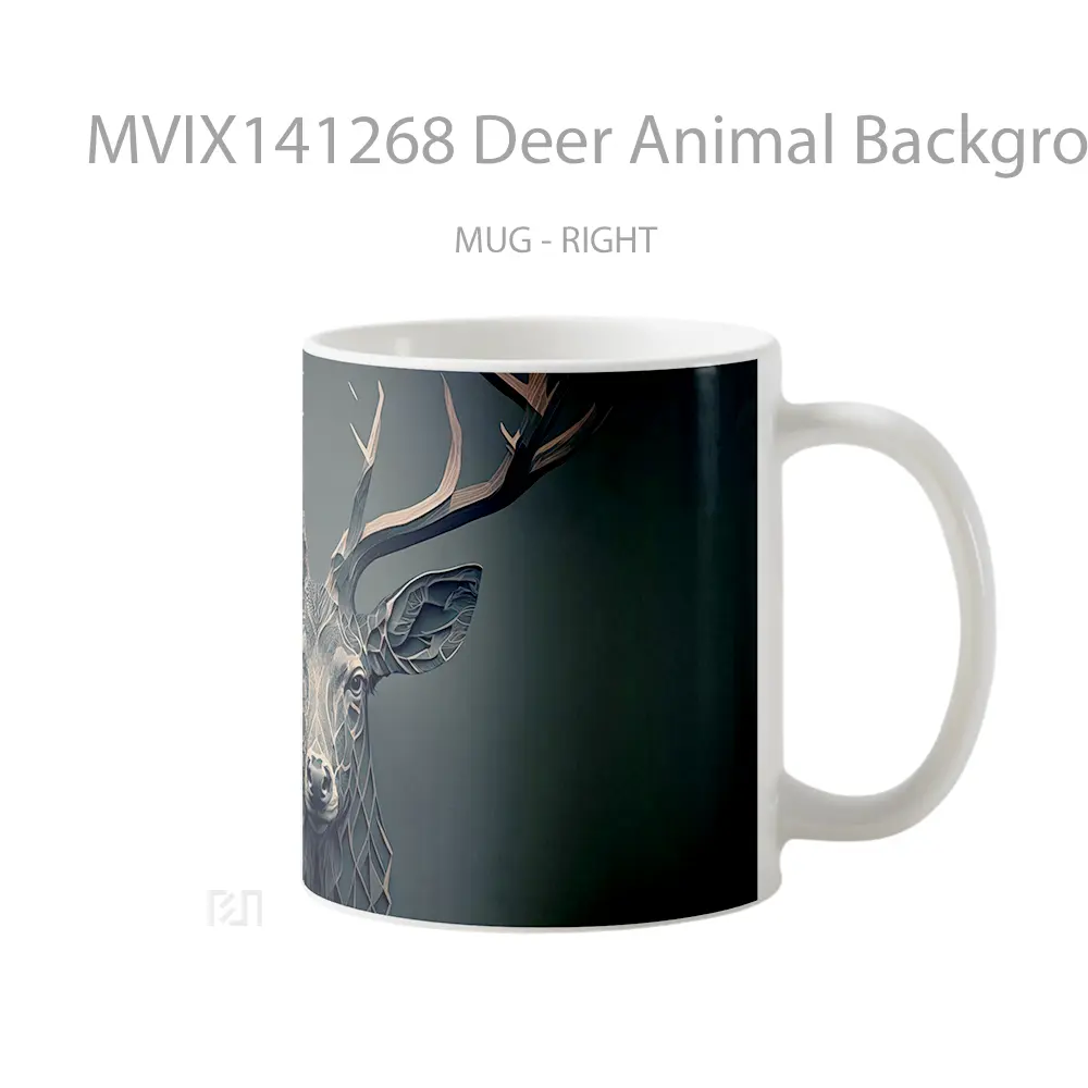 Mug Deer Animal Background Ai Ar Gelas Hewan Lucu - All-side / Desain