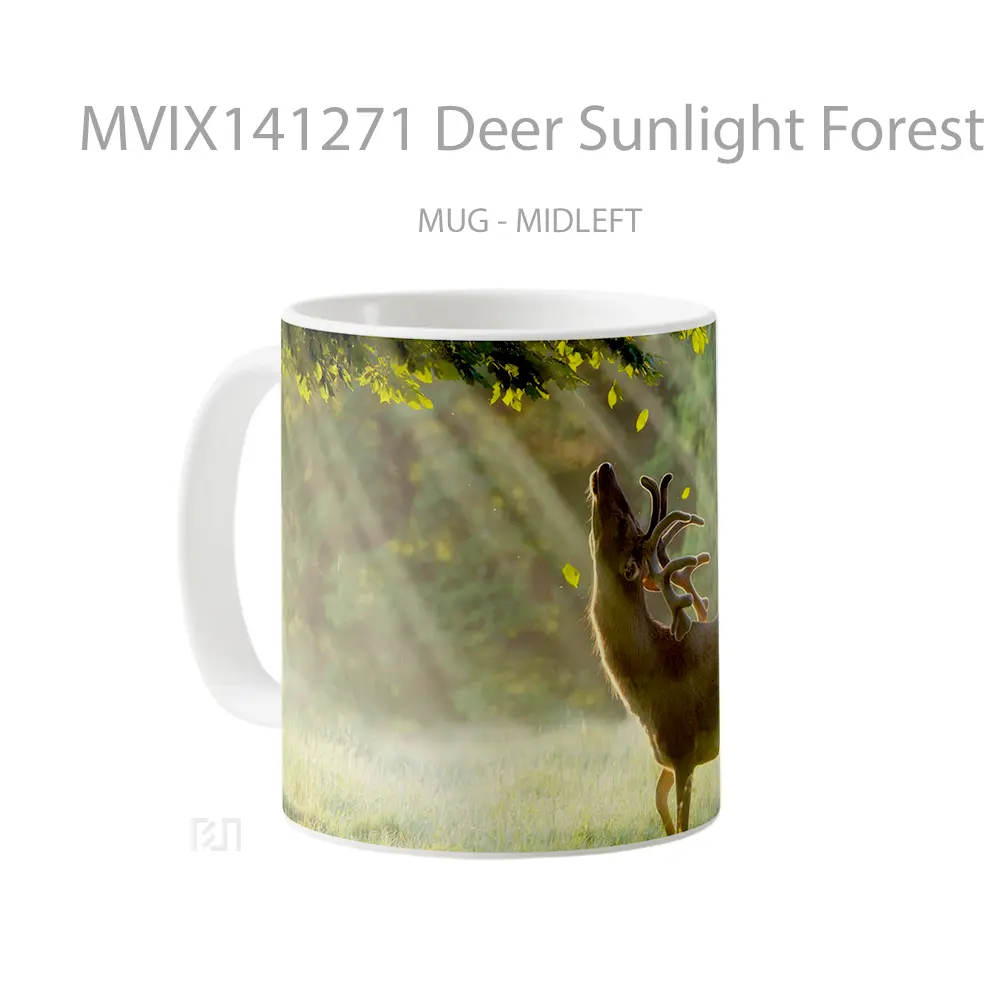 Mug Deer Sunlight Forest Animal Gelas Hewan Lucu - All-side / Desain