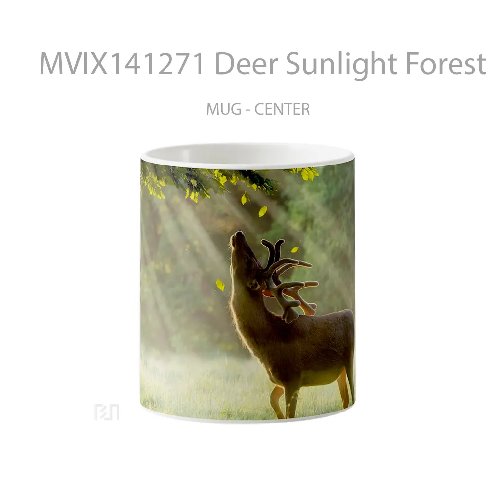 Mug Deer Sunlight Forest Animal Gelas Hewan Lucu