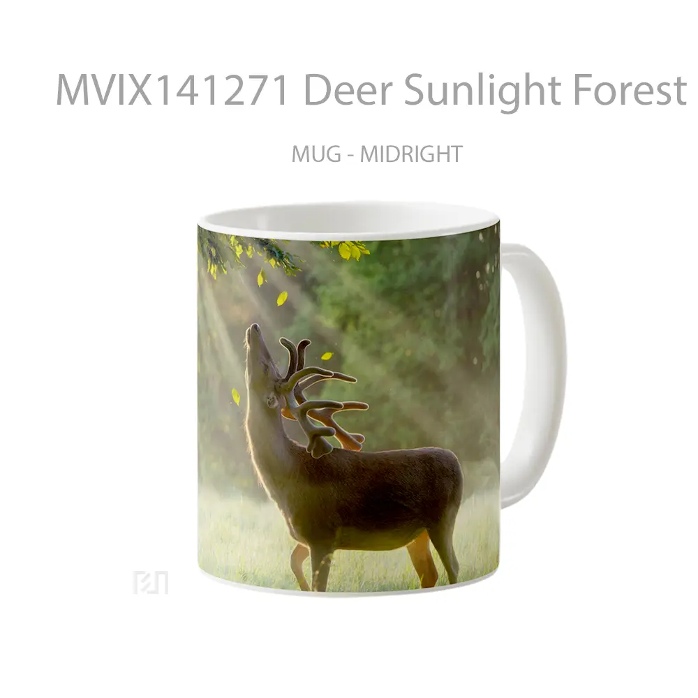 Mug Deer Sunlight Forest Animal Gelas Hewan Lucu - All-side / Desain