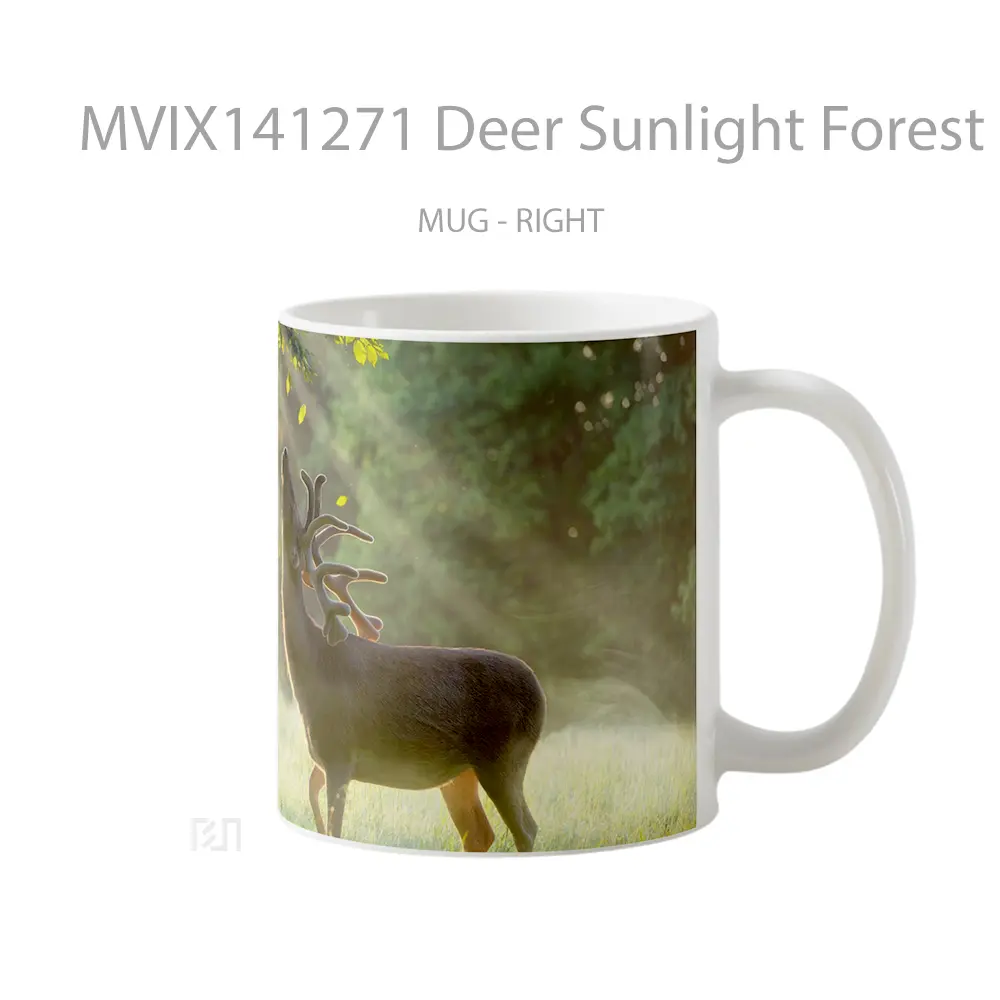 Mug Deer Sunlight Forest Animal Gelas Hewan Lucu - All-side / Desain