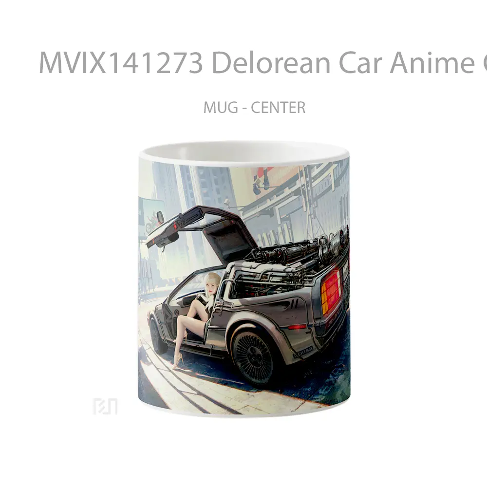 Mug Delorean Car Anime Girl Cangkir Anime
