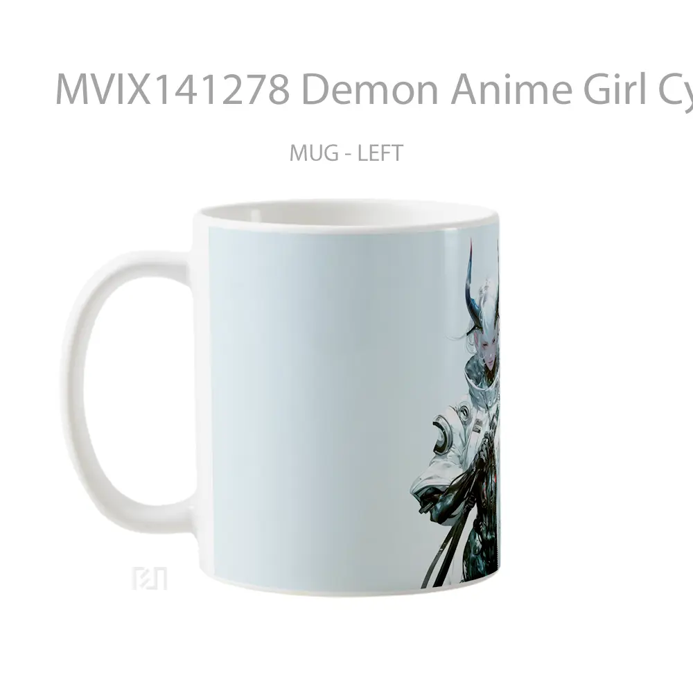 Mug Demon Anime Girl Cyberpunk Warrior Cangkir Anime - All-side / Desain