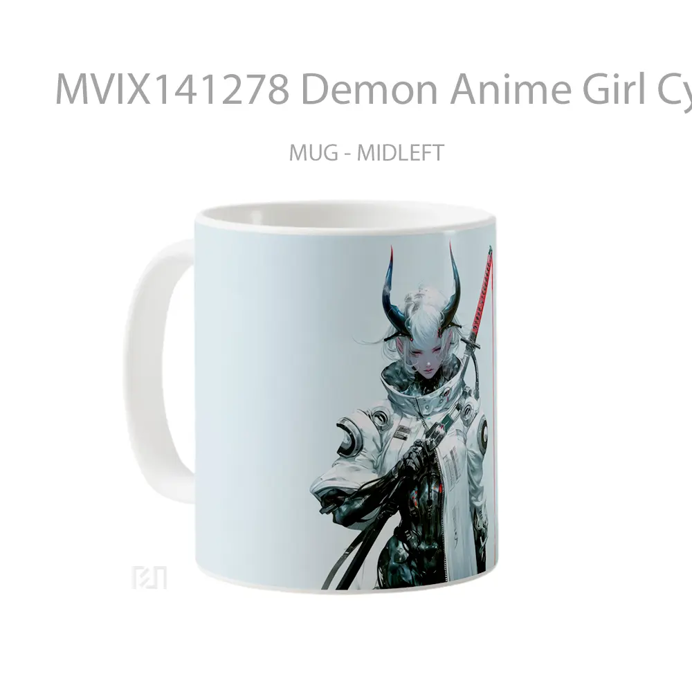 Mug Demon Anime Girl Cyberpunk Warrior Cangkir Anime - All-side / Desain